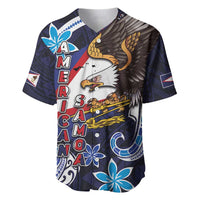 American Samoa Flag Day Baseball Jersey Bald Eagle with Uatogi and Fue - Polynesian and Floral Tribal Tattoo