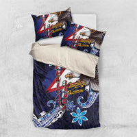 American Samoa Flag Day Bedding Set Bald Eagle with Uatogi and Fue - Polynesian and Floral Tribal Tattoo