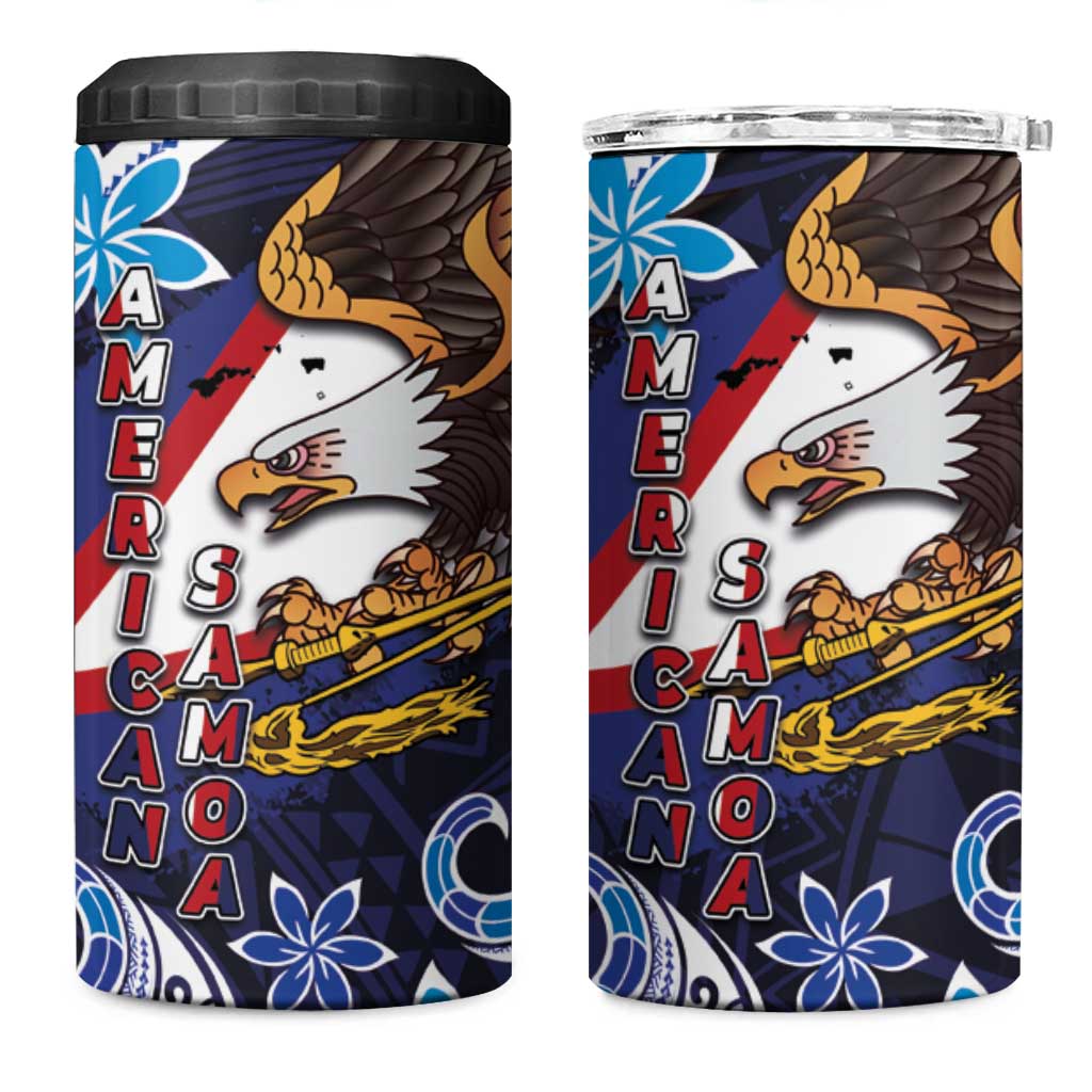 American Samoa Flag Day 4 in 1 Can Cooler Tumbler Bald Eagle with Uatogi and Fue - Polynesian and Floral Tribal Tattoo LT03 One Size: 16 oz Navy - Polynesian Pride