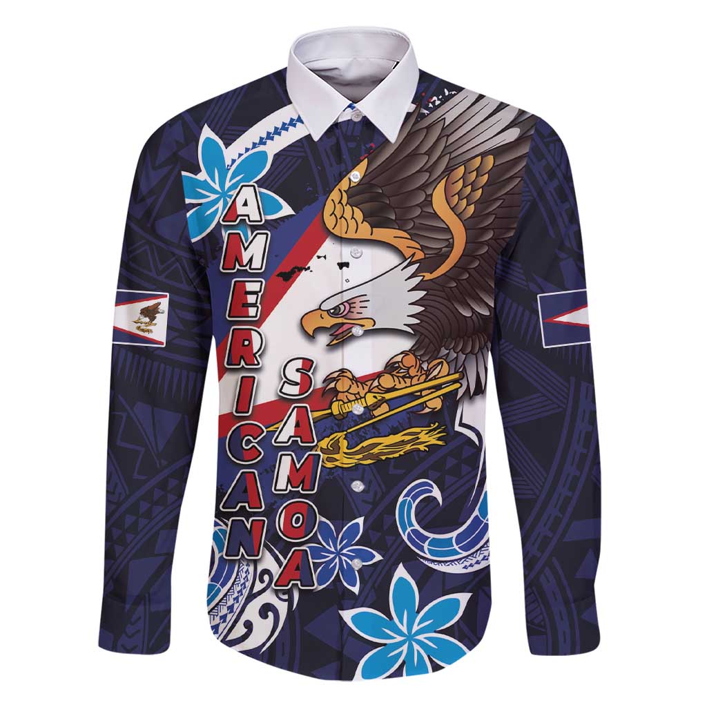 American Samoa Flag Day Family Matching Short Sleeve Bodycon Dress and Hawaiian Shirt Bald Eagle with Uatogi and Fue - Polynesian and Floral Tribal Tattoo
