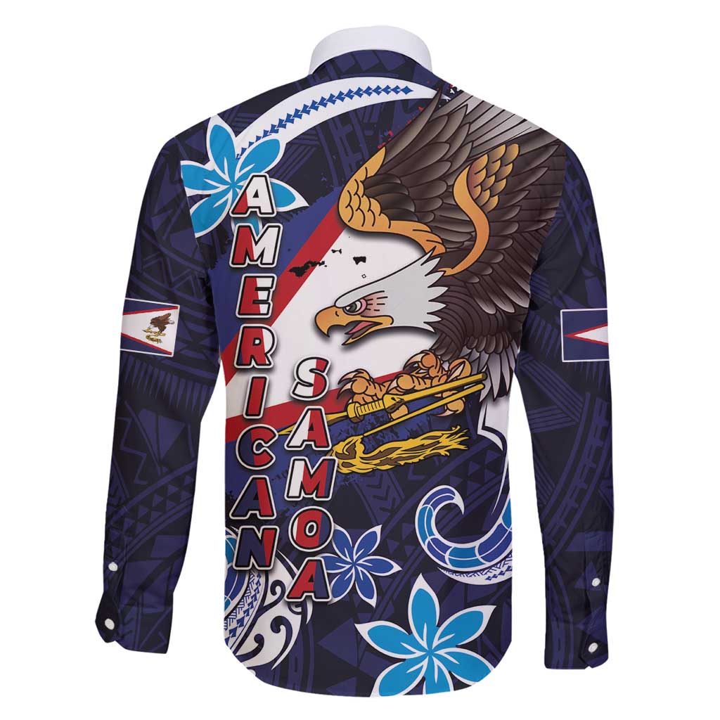 American Samoa Flag Day Family Matching Summer Maxi Dress and Hawaiian Shirt Bald Eagle with Uatogi and Fue - Polynesian and Floral Tribal Tattoo