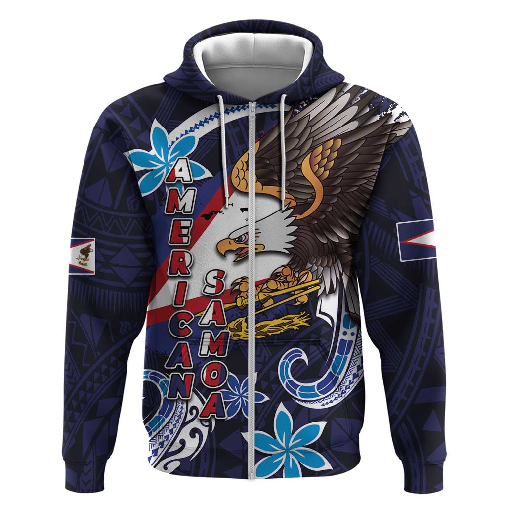 American Samoa Flag Day Hoodie Bald Eagle with Uatogi and Fue - Polynesian and Floral Tribal Tattoo