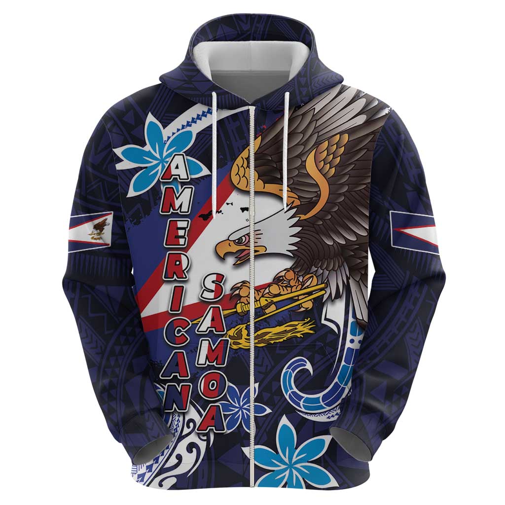 American Samoa Flag Day Hoodie Bald Eagle with Uatogi and Fue - Polynesian and Floral Tribal Tattoo