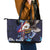 American Samoa Flag Day Leather Tote Bag Bald Eagle with Uatogi and Fue - Polynesian and Floral Tribal Tattoo