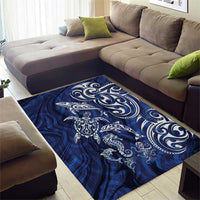 New Zealand Connecting with Seas Area Rug Maori Tribal and Sea Animals Tattoo - White Glass Style