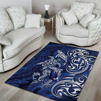 New Zealand Connecting with Seas Area Rug Maori Tribal and Sea Animals Tattoo - White Glass Style