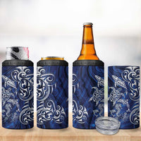New Zealand Connecting with Seas 4 in 1 Can Cooler Tumbler Maori Tribal and Sea Animals Tattoo - White Glass Style