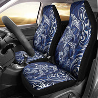 New Zealand Connecting with Seas Car Seat Cover Maori Tribal and Sea Animals Tattoo - White Glass Style