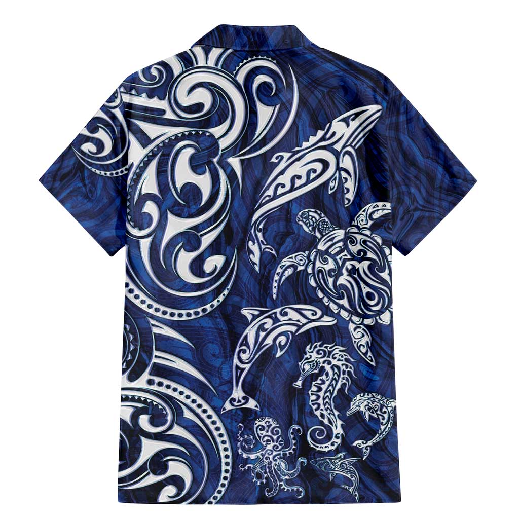 New Zealand Connecting with Seas Family Matching Mermaid Dress and Hawaiian Shirt Maori Tribal and Sea Animals Tattoo - White Glass Style