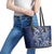 New Zealand Connecting with Seas Leather Tote Bag Maori Tribal and Sea Animals Tattoo - White Glass Style