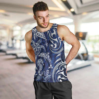 New Zealand Connecting with Seas Men Tank Top Maori Tribal and Sea Animals Tattoo - White Glass Style