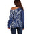 New Zealand Connecting with Seas Off Shoulder Sweater Maori Tribal and Sea Animals Tattoo - White Glass Style
