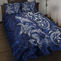 New Zealand Connecting with Seas Quilt Bed Set Maori Tribal and Sea Animals Tattoo - White Glass Style