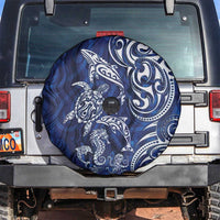 New Zealand Connecting with Seas Spare Tire Cover Maori Tribal and Sea Animals Tattoo - White Glass Style