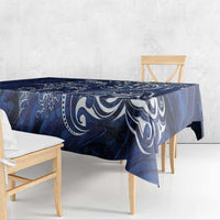 New Zealand Connecting with Seas Tablecloth Maori Tribal and Sea Animals Tattoo - White Glass Style