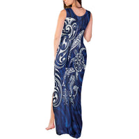 New Zealand Connecting with Seas Tank Maxi Dress Maori Tribal and Sea Animals Tattoo - White Glass Style