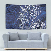 New Zealand Connecting with Seas Tapestry Maori Tribal and Sea Animals Tattoo - White Glass Style