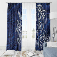 New Zealand Connecting with Seas Window Curtain Maori Tribal and Sea Animals Tattoo - White Glass Style