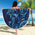 New Zealand Connecting with Seas Beach Blanket Maori Tribal and Sea Animals Tattoo - Sea Texture Glass Style
