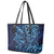 New Zealand Connecting with Seas Leather Tote Bag Maori Tribal and Sea Animals Tattoo - Sea Texture Glass Style