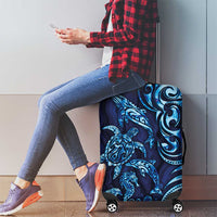 New Zealand Connecting with Seas Luggage Cover Maori Tribal and Sea Animals Tattoo - Sea Texture Glass Style