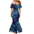 New Zealand Connecting with Seas Mermaid Dress Maori Tribal and Sea Animals Tattoo - Sea Texture Glass Style