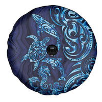 New Zealand Connecting with Seas Spare Tire Cover Maori Tribal and Sea Animals Tattoo - Sea Texture Glass Style