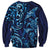 New Zealand Connecting with Seas Sweatshirt Maori Tribal and Sea Animals Tattoo - Sea Texture Glass Style
