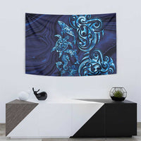 New Zealand Connecting with Seas Tapestry Maori Tribal and Sea Animals Tattoo - Sea Texture Glass Style