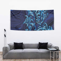 New Zealand Connecting with Seas Tapestry Maori Tribal and Sea Animals Tattoo - Sea Texture Glass Style