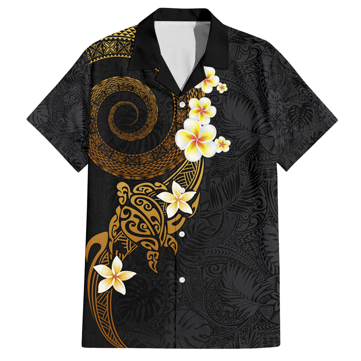 Polynesian Spiral Tribal Tattoo Family Matching Off The Shoulder Long Sleeve Dress and Hawaiian Shirt Golden Color LT03 Dad's Shirt - Short Sleeve Yellow - Polynesian Pride