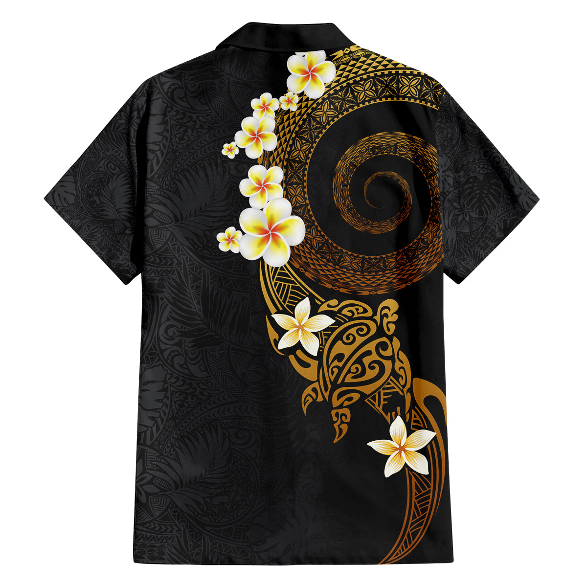 Polynesian Spiral Tribal Tattoo Family Matching Off The Shoulder Long Sleeve Dress and Hawaiian Shirt Golden Color LT03 - Polynesian Pride