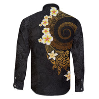 Polynesian Spiral Tribal Tattoo Family Matching Off The Shoulder Long Sleeve Dress and Hawaiian Shirt Golden Color LT03 - Polynesian Pride