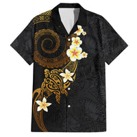 Polynesian Spiral Tribal Tattoo Family Matching Off Shoulder Maxi Dress and Hawaiian Shirt Golden Color LT03 Dad's Shirt - Short Sleeve Yellow - Polynesian Pride