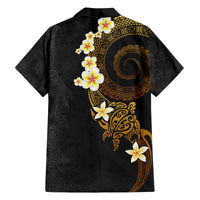 Polynesian Spiral Tribal Tattoo Family Matching Off Shoulder Maxi Dress and Hawaiian Shirt Golden Color LT03 - Polynesian Pride