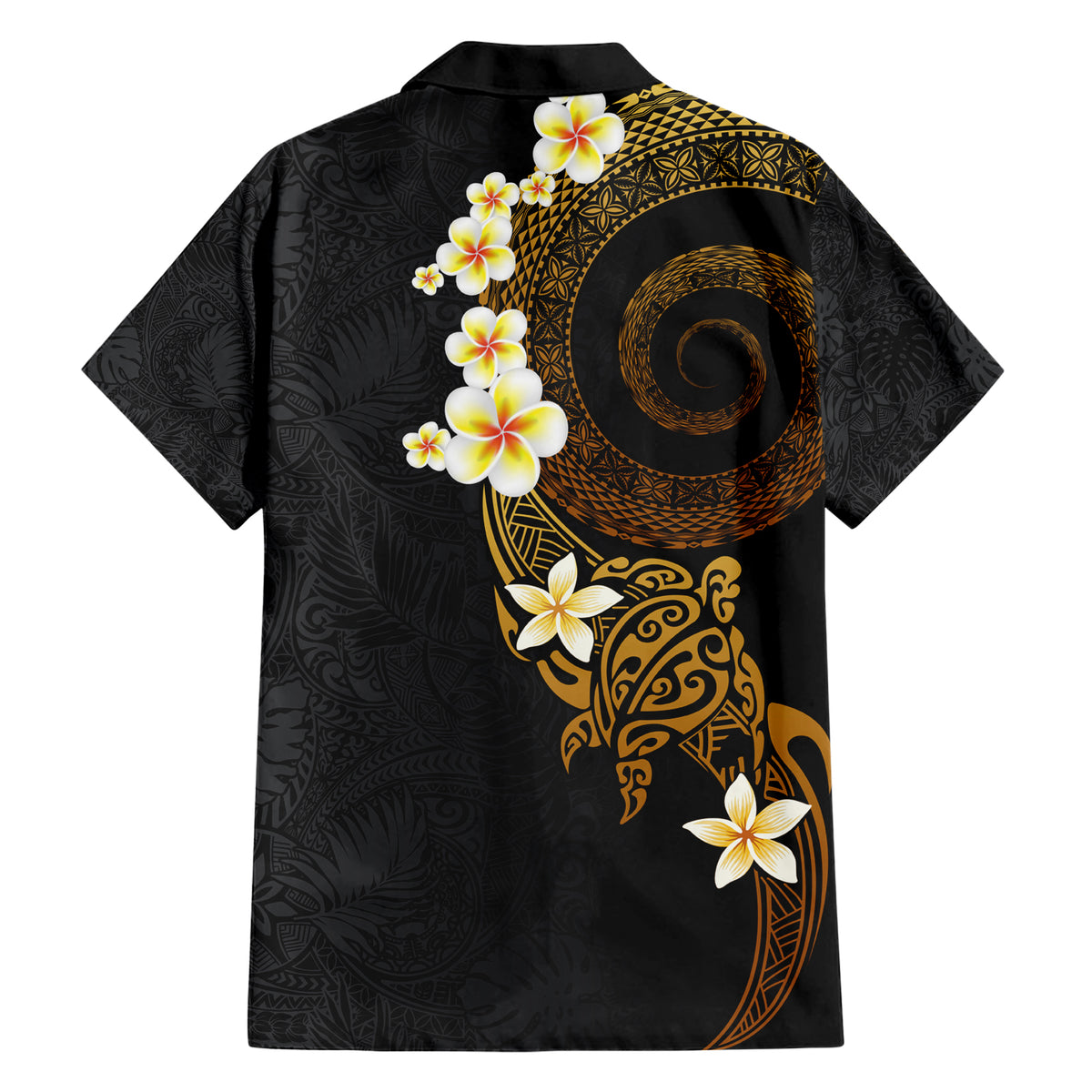 Polynesian Spiral Tribal Tattoo Hawaiian Shirt Golden Color