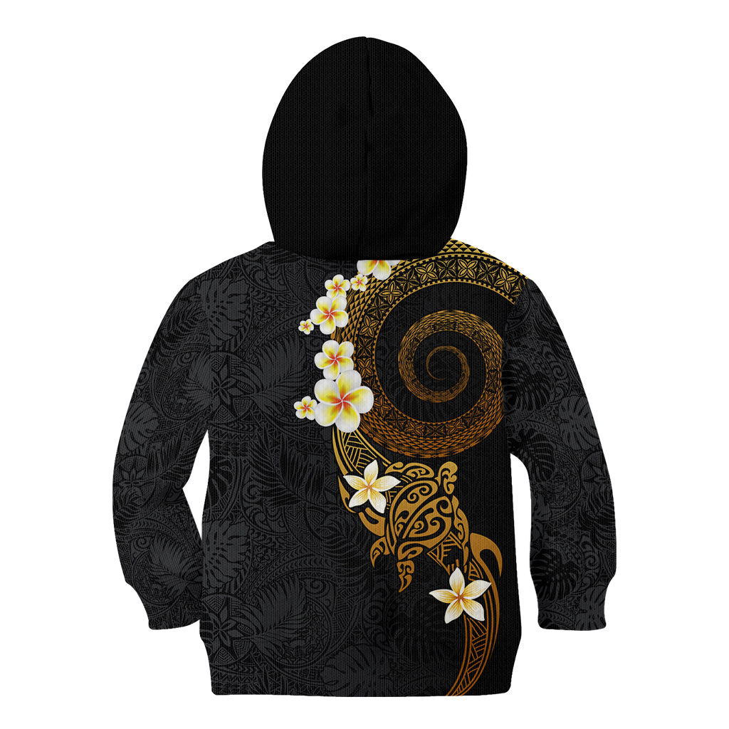 Polynesian Spiral Tribal Tattoo Kid Hoodie Golden Color