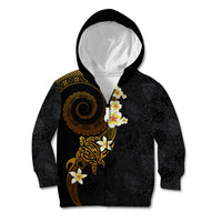 Polynesian Spiral Tribal Tattoo Kid Hoodie Golden Color