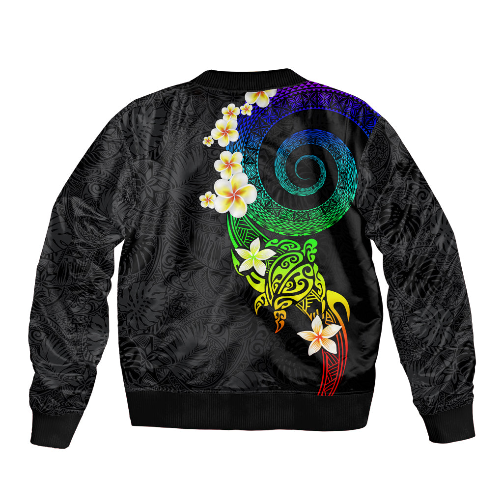 Polynesian Spiral Tribal Tattoo Bomber Jacket Fanciful Color