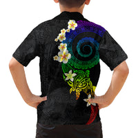 Polynesian Spiral Tribal Tattoo Family Matching Off The Shoulder Long Sleeve Dress and Hawaiian Shirt Fanciful Color LT03 - Polynesian Pride