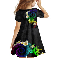 Polynesian Spiral Tribal Tattoo Family Matching Off The Shoulder Long Sleeve Dress and Hawaiian Shirt Fanciful Color LT03 - Polynesian Pride