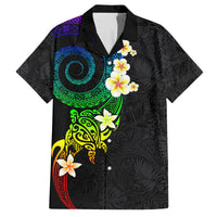 Polynesian Spiral Tribal Tattoo Family Matching Off The Shoulder Long Sleeve Dress and Hawaiian Shirt Fanciful Color LT03 Dad's Shirt - Short Sleeve Black - Polynesian Pride
