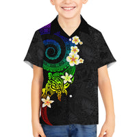 Polynesian Spiral Tribal Tattoo Family Matching Off The Shoulder Long Sleeve Dress and Hawaiian Shirt Fanciful Color LT03 Son's Shirt Black - Polynesian Pride