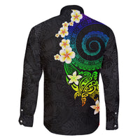 Polynesian Spiral Tribal Tattoo Family Matching Summer Maxi Dress and Hawaiian Shirt Fanciful Color LT03 - Polynesian Pride