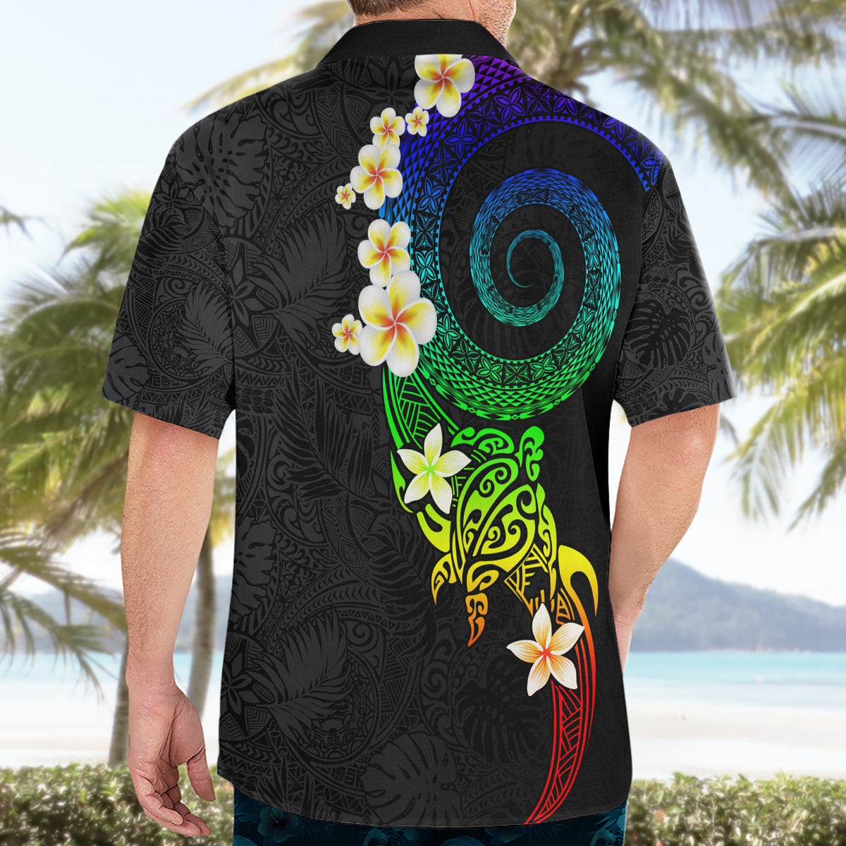 Polynesian Spiral Tribal Tattoo Hawaiian Shirt Fanciful Color
