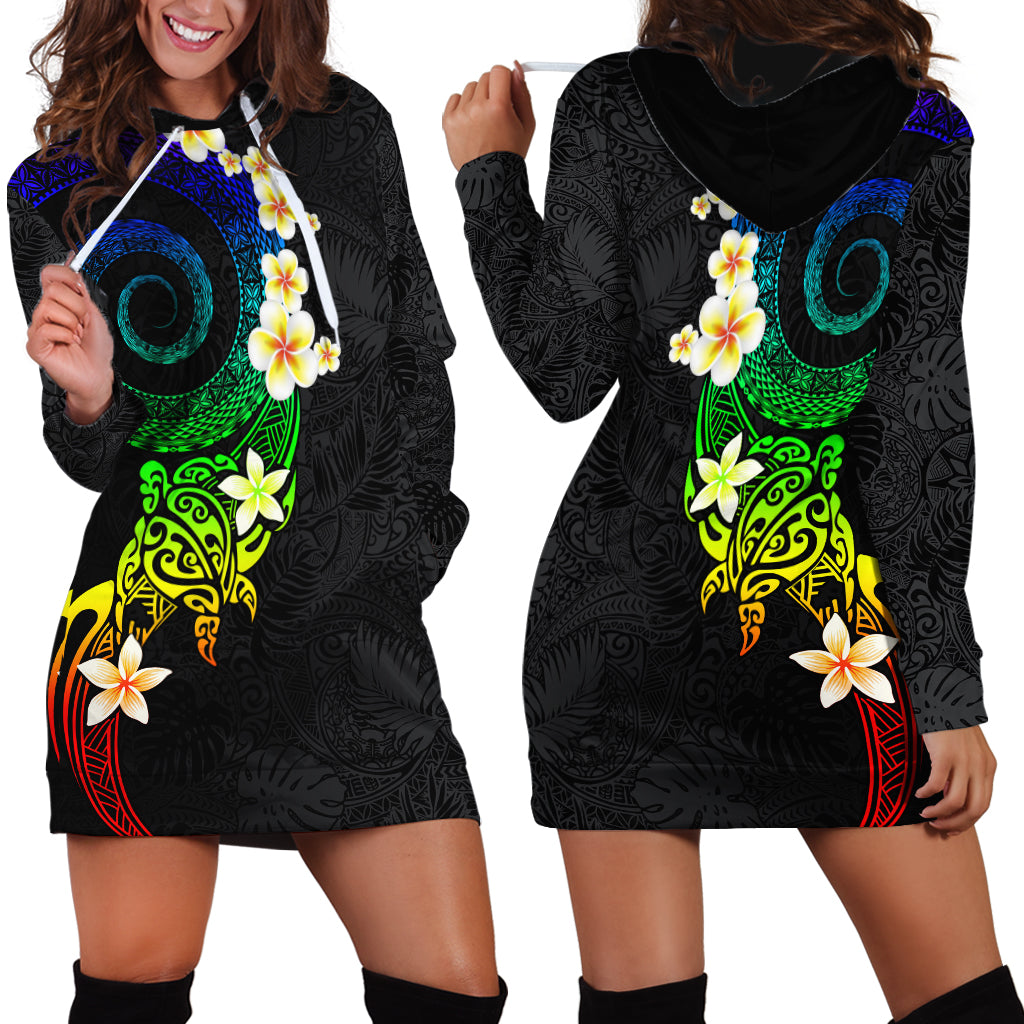 Polynesian Spiral Tribal Tattoo Hoodie Dress Fanciful Color