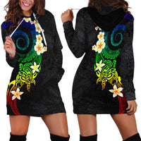 Polynesian Spiral Tribal Tattoo Hoodie Dress Fanciful Color