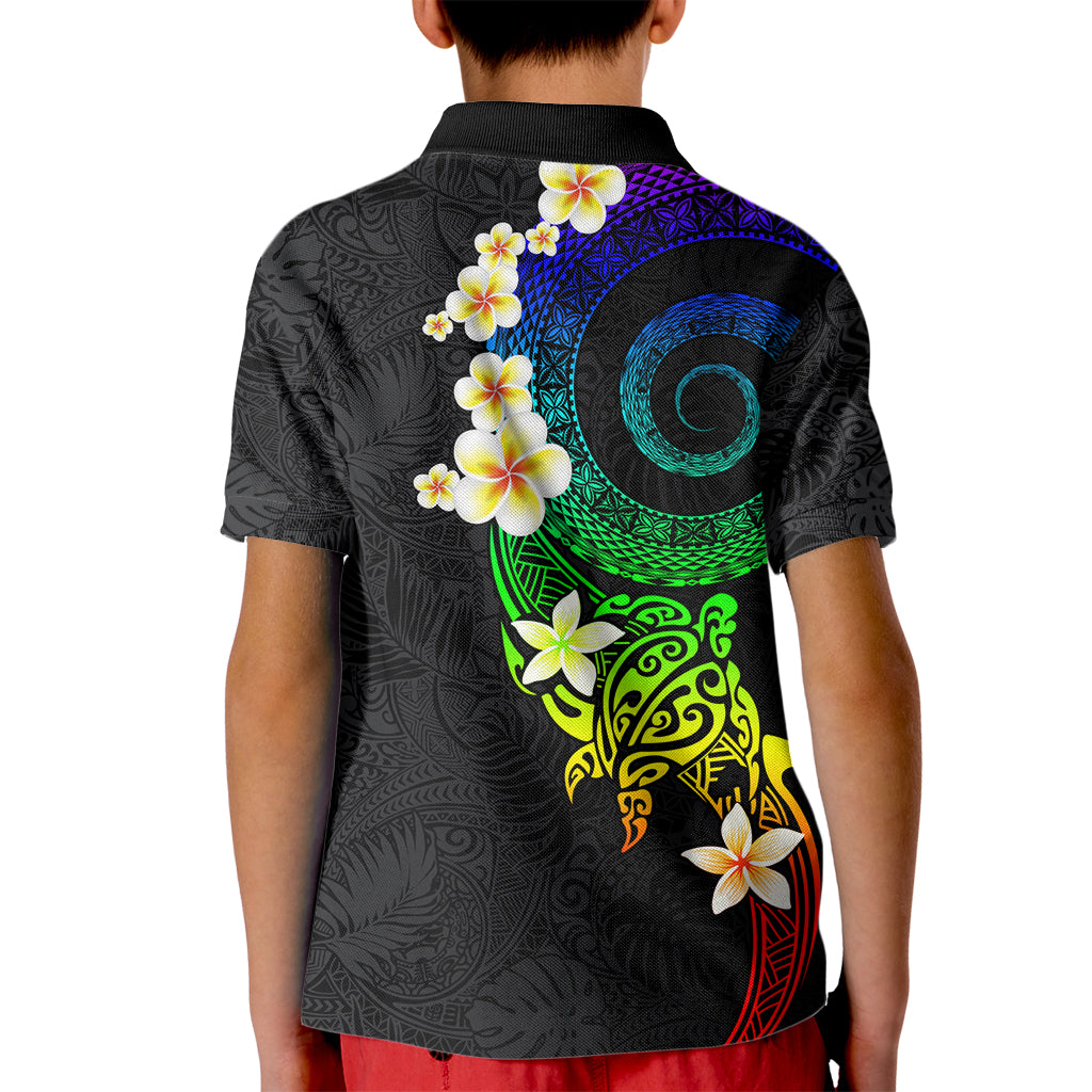 Polynesian Spiral Tribal Tattoo Kid Polo Shirt Fanciful Color