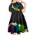 Polynesian Spiral Tribal Tattoo Kid Short Sleeve Dress Fanciful Color