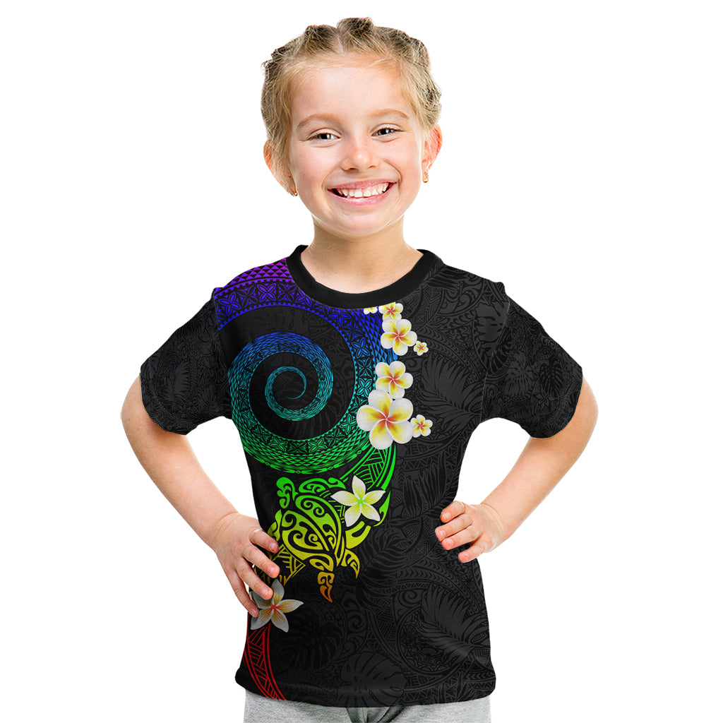 Polynesian Spiral Tribal Tattoo Kid T Shirt Fanciful Color LT03 Black - Polynesian Pride